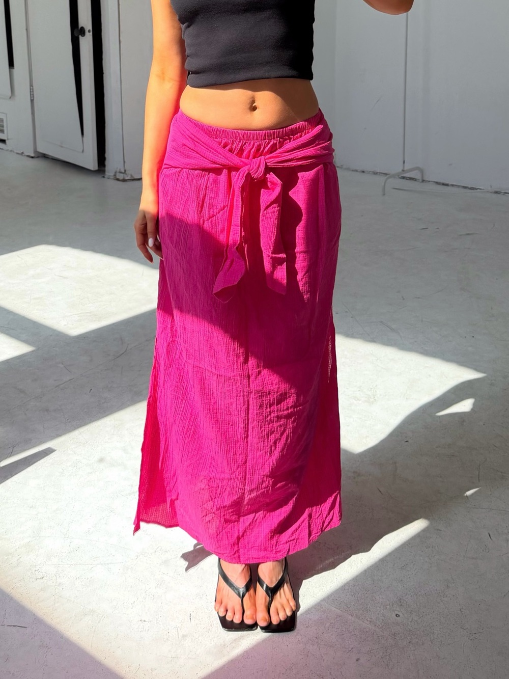 J. Crew Pink Cotton Maxi Skirt w/ Tie